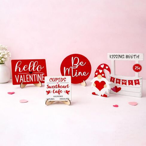 14Pcs Valentines Day Tiered Tray Decorations Set, Farmhouse Rustic Valentine Decorations for Home Table Top Coffee Bar Kitchen, Wood Valentines Day Decor Sign with Gnome (Heart) in Saudi Arabia