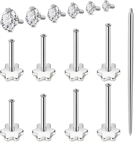 16G 316L الفولاذ المقاوم للصدأ Labret ترصيع للنساء الرجال داخليا الخيوط الشفاه مونرو خواتم الزهور مسطح الغضروف الزنمة اللولب ترصيع القرط تشيكوسلوفاكيا ميدوسا ثقب المجوهرات 6/7/8/10 مللي متر in Saudi Arabia