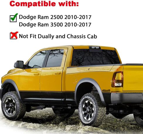 LQI Fender Flares متوافقة مع طرازات Dodge Ram 2500/3500 2010 2011 2012 2013 2014 2015 2016 2017 فقط (لا تناسب طرازات الكابينة المزدوجة والهيكل) ملحقات غطاء العجلة المزخرفة in Kuwait