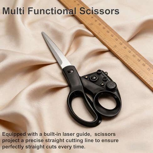 Professional Laser Guided Scissors for Fabric & Paper – Heavy Duty Laser Guide Cutting Tool with Ergonomic Handle for Sewing, Quilting, Crafts, Dressmaking & Kitchen Use, Stainless Steel Blades in Saudi Arabia