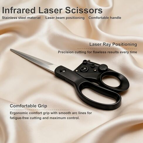 Professional Laser Guided Scissors for Fabric & Paper – Heavy Duty Laser Guide Cutting Tool with Ergonomic Handle for Sewing, Quilting, Crafts, Dressmaking & Kitchen Use, Stainless Steel Blades in Saudi Arabia