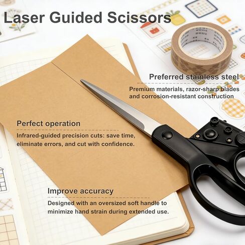 Professional Laser Guided Scissors for Fabric & Paper – Heavy Duty Laser Guide Cutting Tool with Ergonomic Handle for Sewing, Quilting, Crafts, Dressmaking & Kitchen Use, Stainless Steel Blades in Saudi Arabia