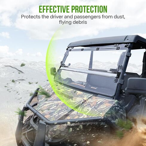 3-IN-1 Flip Up Windshield for Ranger 570 Midsize, 1/5" Hard Coated Poly Front Flip Windscreen Compatible with Polaris Ranger Mid size 500 570 ETX EV 2015-2025 Accessories in Saudi Arabia