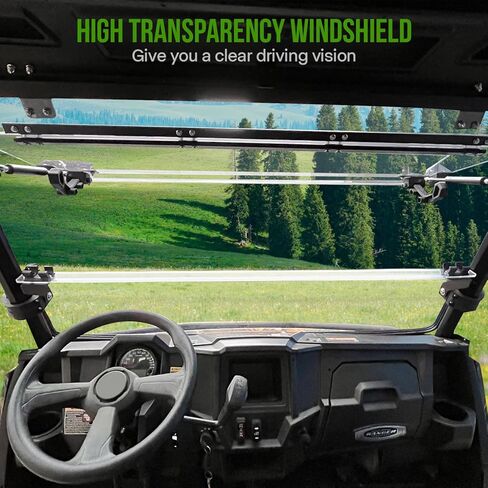3-IN-1 Flip Up Windshield for Ranger 570 Midsize, 1/5" Hard Coated Poly Front Flip Windscreen Compatible with Polaris Ranger Mid size 500 570 ETX EV 2015-2025 Accessories in Saudi Arabia