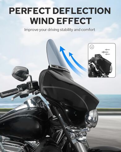الزجاج الأمامي Benlari مقاس 10 بوصات زجاج أمامي دائري ملون يناسب 1996-2013 Harley Davidson Touring Street Glide Electra Glide Tri Glide FLHT FLHX FLHTK FLHTC FLHTCU in Saudi Arabia