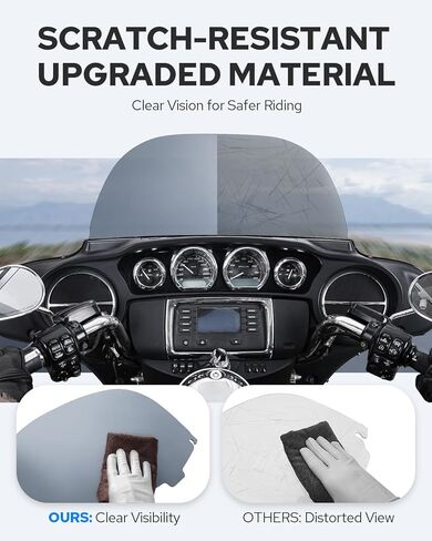 الزجاج الأمامي Benlari مقاس 10 بوصات زجاج أمامي دائري ملون يناسب 1996-2013 Harley Davidson Touring Street Glide Electra Glide Tri Glide FLHT FLHX FLHTK FLHTC FLHTCU in Saudi Arabia