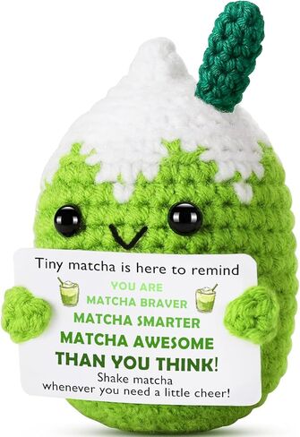 Easter Basket Stuffers Decorations, Handmade Affirmations Crochet Matcha Gift for Coffee Lover, Birthday Gift for Women, Friend, Bestie, Coworker, Boss Lady, Green Spring & St. Patrick's Day Decor in Saudi Arabia