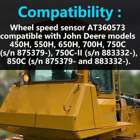 Wheel Speed Sensor AT360573 Compatible with John Deere 450H 550H 650H 700H 750C 850C Dozers Replace AT220042 AT222633 11046858 KPPG15824 in Saudi Arabia