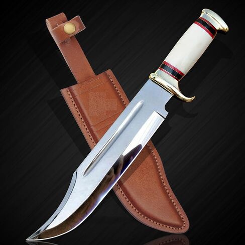 14" Crocodile Dundee Bowie Knife with Sheath-Hunting Knife with Sheath-Mirror Polished Survival Tactical Knife for Camping, Outdoor, Bushcraft- Knives for Men in Saudi Arabia