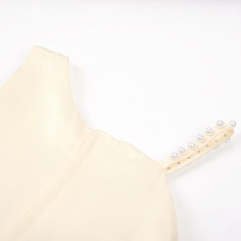 Uhnice Girls One Shoulder Tulle Party Dress with Pearled Strap Detachable Bow Knee Length Flower Girl Wedding Outfit in Saudi Arabia