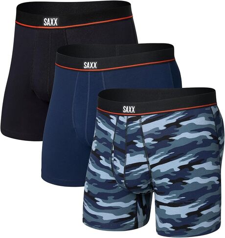 Men's Non-Stop Stretch Cotton Boxer Brief Fly 3-Pack, Black 1 in Saudi Arabia
