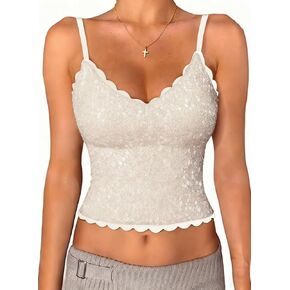 EVALESS Women Sequin Built-in Bra V Neck Tank Tops Summer Adjustable Spaghetti Straps Going Out Sleeveless Cami Shirts in Kuwait