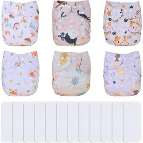 حفاضات قماشية للأطفال من TDIAPERS قابلة للغسل وإعادة الاستخدام مقاس واحد قابل للتعديل للطفل، 10 عبوات مع 10 قطع من الألياف الدقيقة، وحقيبة مبللة واحدة in Kuwait