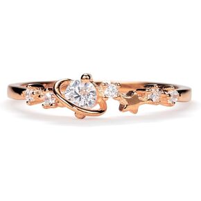 PERIMADE 18K Gold Plated Moon Star Band Ring 925 Sterling Silver Planet Saturn Ring for Women, Hypoallergenic Cubic Zirconia Statement Band Trendy Birthday Christmas Jewelry for Mother Wife in Kuwait