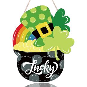 علامة تعليق باب خشبي شامروك لعيد القديس باتريك - ديكور ترحيب أيرلندي محظوظ بحبل، إكليل خشبي مصنوع يدويًا لتزيين جدار الباب الأمامي، هدية الترحيب بالمنزل في حفلة سانت بادي in Kuwait