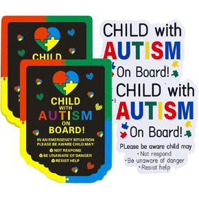 مغناطيس وملصقات سيارات التوحد 4 عبوات (2 مغناطيس + 2 ملصقين) | ملصق على اللوحة قابل لإعادة الاستخدام للأطفال المصابين بالتوحد للأسطح المختلفة | ملصقات مغناطيسية غير لاصقة لسيارات التوحد لتعزيز السلامة على الطرق in Kuwait