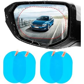 4 قطع من واقي المطر بمرآة الرؤية الخلفية، طبقة مضادة للوهج للمرايا الجانبية للسيارة، واقي عدسة مسعور مقاس 5.3 × 3.7 بوصة، سهل التركيب على الرطب، رؤية واضحة أثناء المطر والقيادة الليلية in Kuwait