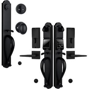 Keypad Electronic Exterior Door Handle Set & Single Door Handle Set for Front Door, Matte Black in Saudi Arabia