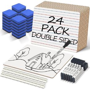Dry Erase Boards, 24 Pack 9 x 12 Inch Mini Portable Practice White Boards with 24 Markers, 24 Erasers, Double Sided Personal Small Whiteboards with Lines for Kids, Students, Teachers Classroom School in Saudi Arabia