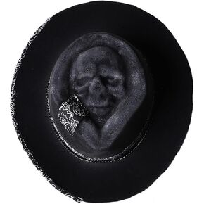 Trendy Halloween Skull Cowboy Hat Stylish and Distinctive Unisex Headpiece Fashionable and Punk Headwear Halloween Costume Cowboy Hat in Kuwait