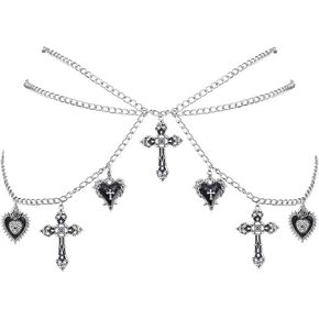 Gothic Cross Waist Chain - Punk Goth Hip Hop Crossover Body Belly Chains Grunge Layered Belt Accessories for Women in Kuwait