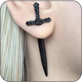 أقراط السيف القوطي للنساء، حلق القرصان خنجر حجر الراين، سيف فاسق أمامي خلفي أقراط مجوهرات قوطي لأزياء الهالوين وإكسسوارات عصر النهضة in Kuwait