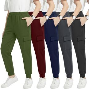 5 قطع من السراويل الرياضية للأولاد والبنات الرياضية للركض بخصر مطاطي كاجوال مع 4 جيوب للأعمار من 5 إلى 14 سنة in Kuwait