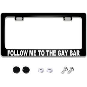 Funny License Plate Frame with Humor Text Gay Pride Rainbow Flag I'm So Gay I Can't Even Drive Straight Stainless Steels Black Car Holder with 2 Holes and Screws 12 x 6 Inch for US Vehicle Standard in Kuwait