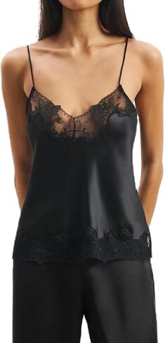 الدانتيل تقليم الساتان كامي الأعلى للنساء أكمام تانك القمم الصيف مثير الخامس الرقبة السباغيتي حزام الأزهار الدانتيل المحاصيل بروتيل in Kuwait