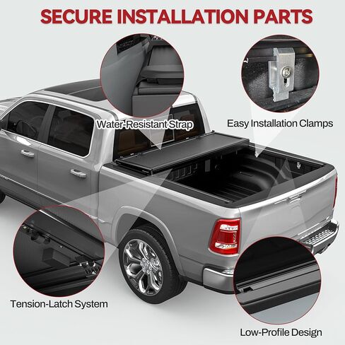 YITAMOTOR Soft Tri-Fold Tonneau Cover Fits for Toyota Tundra with Deck Rail System 5.5ft Bed 2014-2021 (Excl. Trail Edition), Effortless Installation in Saudi Arabia