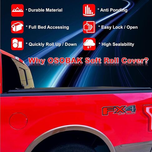 Soft Roll Up 6.5' Truck Bed Cover Compatible for 1975-1989 Dodge D100 Standard Bed Pickup Vinyl Tonneau Cover | Fleetside Body Only Not for Stepside in Kuwait