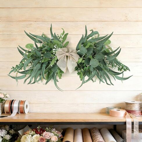 27''Spring Wreath for Front Door Tulip Teardrop Swag Summer Wreaths with Purple Tassels, Eucalyptus Leaves, Ferns, Butterflies for Indoor Outdoor Wall Festival Home Farmhouse Wedding Decor in Saudi Arabia