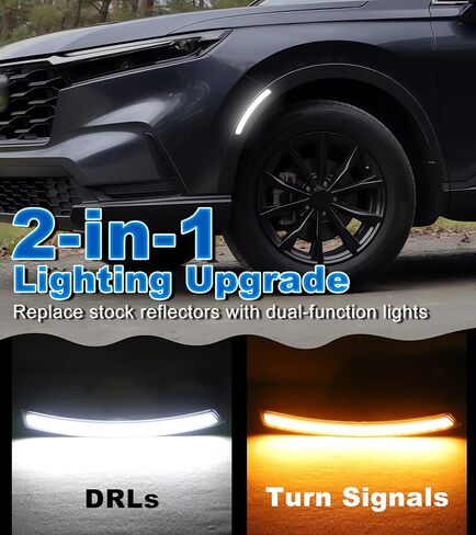 أضواء LED للعلامات الجانبية لسيارة Honda CRV 2023-2026 عاكسات الحاجز الأمامي إشارات الانعطاف DRL أثناء النهار الجري الخفيف عجلة بئر قوس إدراج ملحقات الكسوة (تصميم عادي) in Kuwait