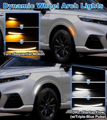 أضواء LED للعلامات الجانبية لسيارة Honda CRV 2023-2026 عاكسات الحاجز الأمامي إشارات الانعطاف DRL أثناء النهار الجري الخفيف عجلة بئر قوس إدراج ملحقات الكسوة (تصميم عادي) in Kuwait