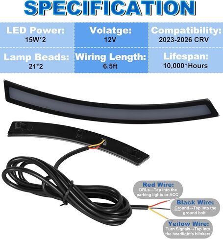 أضواء LED للعلامات الجانبية لسيارة Honda CRV 2023-2026 عاكسات الحاجز الأمامي إشارات الانعطاف DRL أثناء النهار الجري الخفيف عجلة بئر قوس إدراج ملحقات الكسوة (تصميم عادي) in Kuwait