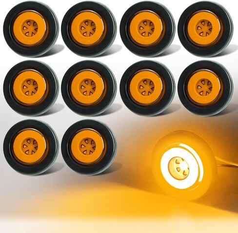 10Pcs 2" inch Round Halo 12 LEDs Trailer Boat Halo Clearance Side Marker Running Turn Lights w/Rubber Grommet Sealed Waterproof IP67 for Truck/RV/Van, DC 12V (Clear Lens_Red Light) in Saudi Arabia