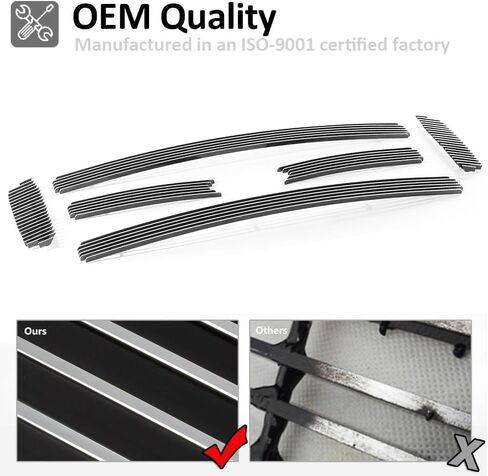 Chrome Front Grill Insert fits 2005 2006 2007 Ford F250 F350 Super Duty For 2005 2006 2007 Ford Excursion Main Upper Billet Grille Grill 6pcs Bolt-on Grille Combo Polished Silver Surface Aluminum in Saudi Arabia
