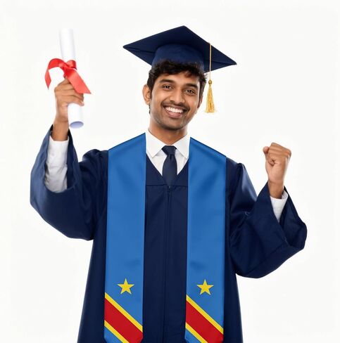 Dem Rep of the Congo Kinshasa Flag Graduation Stole Graduation Sash Scarf for International Student Abroad Adult Unisex in Saudi Arabia