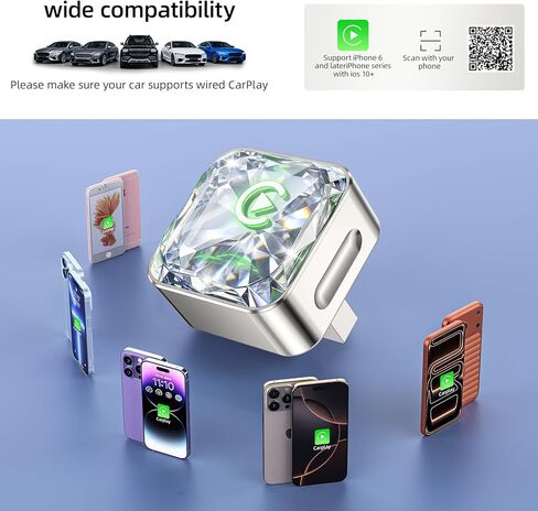 محول Apple CarPlay اللاسلكي، شريحة رباعية النواة 5.8G بدون زمن الوصول، تبريد سيليكون للفضاء، لوحة ألماسية وسبائك Zn، التوصيل والتشغيل السلكي لمحول CarPlay اللاسلكي in Kuwait