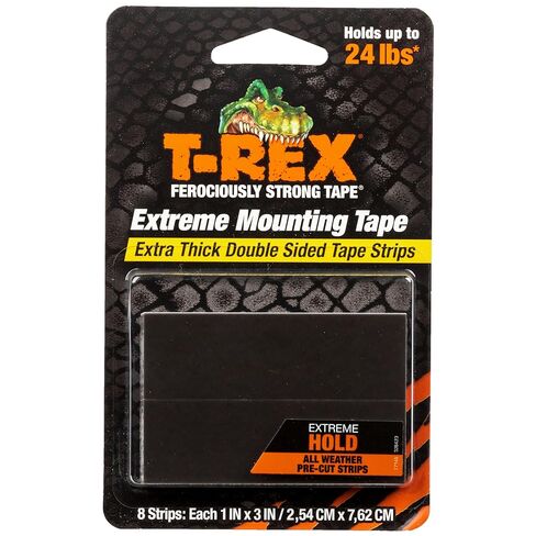 شرائط التثبيت T Rex Extreme مزدوجة الجوانب تحمل ما يصل إلى 24 رطلاً، 8 شرائط كل شريط 2.54 سم × 7.62 سم in Saudi Arabia