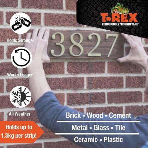 شرائط التثبيت T Rex Extreme مزدوجة الجوانب تحمل ما يصل إلى 24 رطلاً، 8 شرائط كل شريط 2.54 سم × 7.62 سم in Saudi Arabia