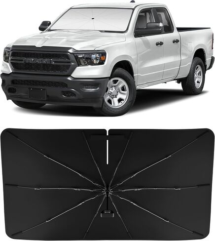 مظلة شمسية للزجاج الأمامي مناسبة حسب الطلب من INSAUTO لسيارة Dodge RAM 2500 3500 2010-2026، سهلة الطي والتخزين، تأتي مع حقيبة، عاكسة للأشعة فوق البنفسجية والحرارة، تحافظ على برودة سيارتك in Kuwait