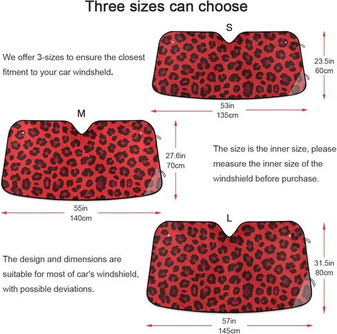 Red Leopard Car Sun Visor Cheetah Front Windshield Sunshade Accordion Folding Auto Sunshade for Truck SUV 55 x 28 Inch in Saudi Arabia