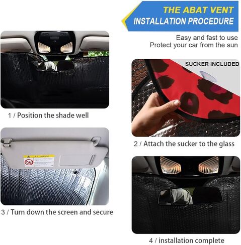 Red Leopard Car Sun Visor Cheetah Front Windshield Sunshade Accordion Folding Auto Sunshade for Truck SUV 55 x 28 Inch in Saudi Arabia