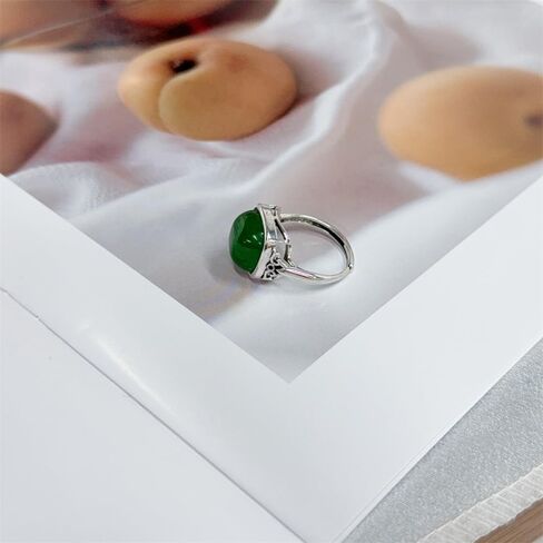 OIDIMS Vintage Green Jade Ring for Women Charm Faux Jade Statement Lucky Patterned Square Rings Elegant Adjustable Open Band Comfort Fit Finger Fashion Cocktail Party Jewelry for Her in Saudi Arabia