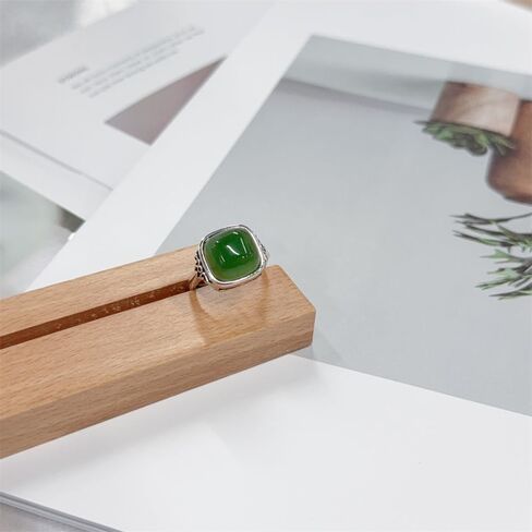 OIDIMS Vintage Green Jade Ring for Women Charm Faux Jade Statement Lucky Patterned Square Rings Elegant Adjustable Open Band Comfort Fit Finger Fashion Cocktail Party Jewelry for Her in Saudi Arabia