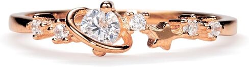 PERIMADE 18K Gold Plated Moon Star Band Ring 925 Sterling Silver Planet Saturn Ring for Women, Hypoallergenic Cubic Zirconia Statement Band Trendy Birthday Christmas Jewelry for Mother Wife in Kuwait