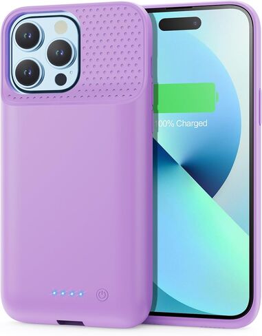 حافظة شحن بطارية لهاتف iPhone 12Pro Max/13Pro Max/14Pro Max/14Plus (6.7 بوصة)، غطاء شاحن محمول قوي 8600 مللي أمبير قابل لإعادة الشحن لهاتف iPhone 14ProMax/14Plus/13Promax/12Promax - أسود in Saudi Arabia