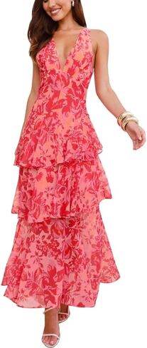 Women's Deep V Neck Wedding Guest Bohemian Dress Low Back Bodycon Maxi Sexy Cute Dresses in Saudi Arabia