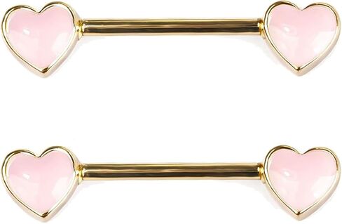 Kokoma 14G Pink Heart Nipple Rings for Women, Love Heart Nipplerings Barbell Bar Piercing Nipple Shield Sexy Body Piercing Jewelry Stainless Steel in Saudi Arabia